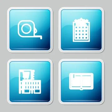 Set line Roulette construction, Hotel building, Mall or supermarket and Open  Ilustración de archivo
