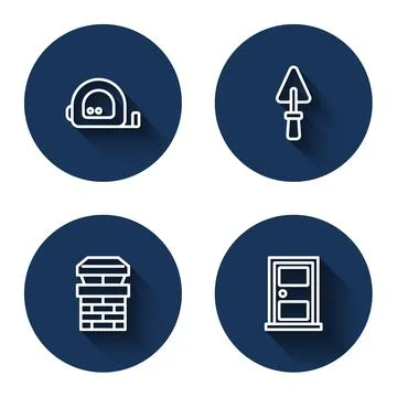 Set line Roulette construction, Trowel, Chimney and Closed door with long sha Illustration