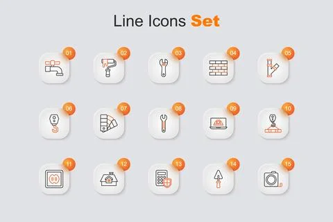 Set line Roulette construction, Trowel, Security keypad access panel, House.. Stock Illustration