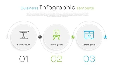 Set line Round table, Dressing and Furniture nightstand. Business infograph.. Stock Illustration