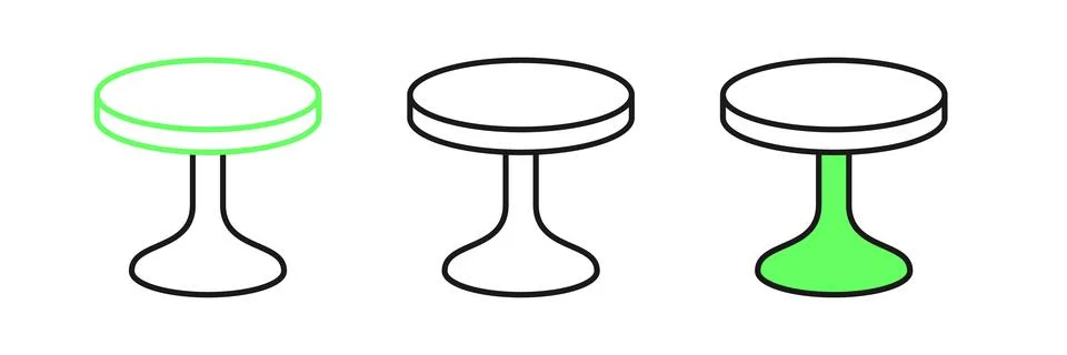 Set line Round table icon isolated on white background.  Vector Illustrazione stock
