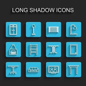 Set line Round table, Sofa, Wardrobe, Picture frame on, Wooden, Chair,  and.. Stock Illustration