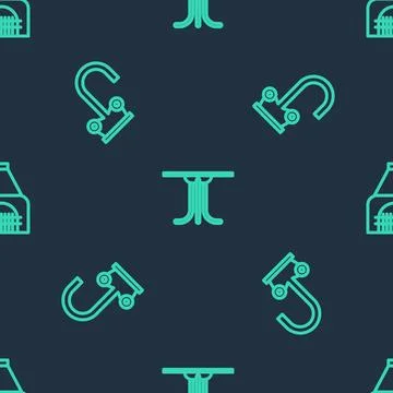 Set line Round table, Water tap and Interior fireplace on seamless pattern 스톡 일러스트