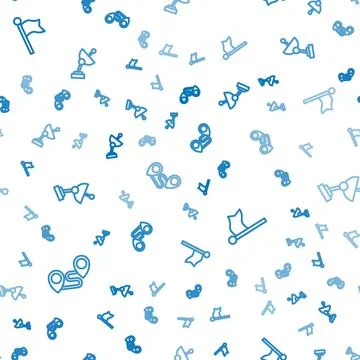 Set line Route location, Location marker and Radar on seamless pattern. Vector Stock Illustration