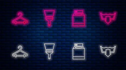 Set line Rubber cleaner for windows, Washer, Hanger wardrobe and Washing modes Stock Illustration