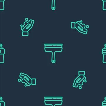 Set line Rubber cleaner for windows, Washing hands with soap and Dishwashing  Stock Illustration