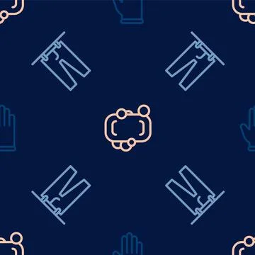Set line Rubber gloves, Drying clothes and Bar of soap on seamless pattern Stock Illustration