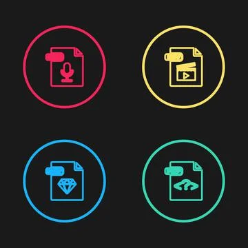 Set line RUBY file document, PHP, MOV and OGG icon. Vector Stock-Illustration