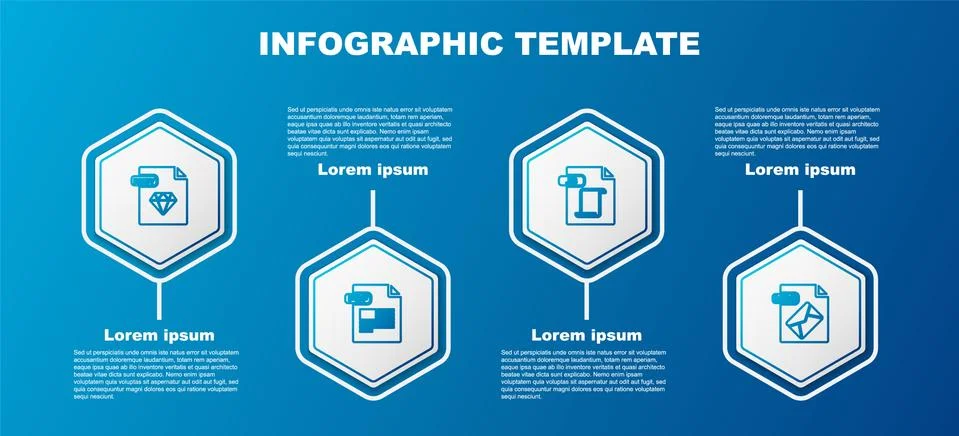 Set line RUBY file document, PDF, JS and MSG. Business infographic template Stock Illustration