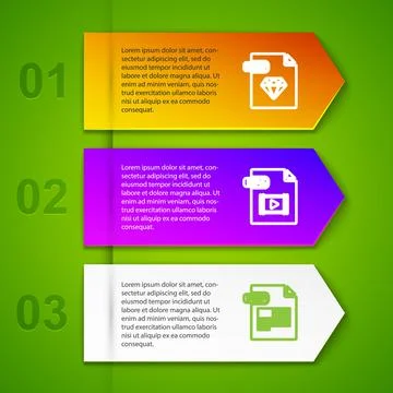 Set line RUBY file document, MP4, PDF and EPS. Business infographic template イラスト素材
