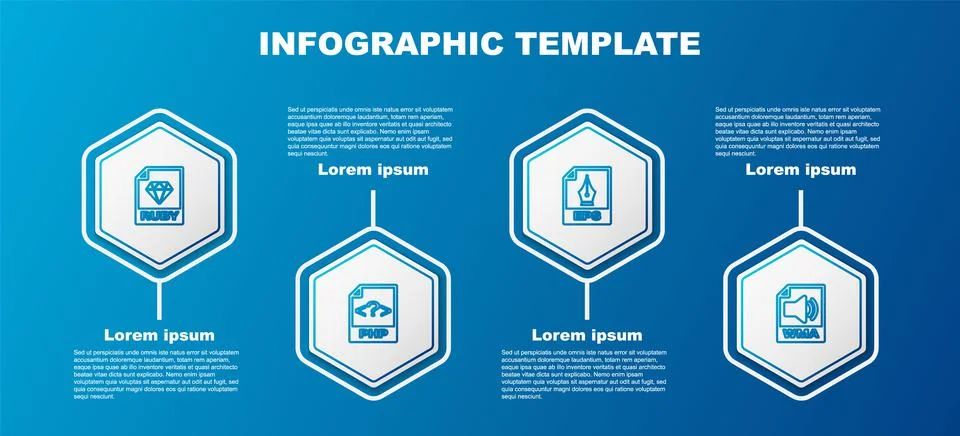 Set line RUBY file document, PHP, EPS and WMA. Business infographic template 库存插图