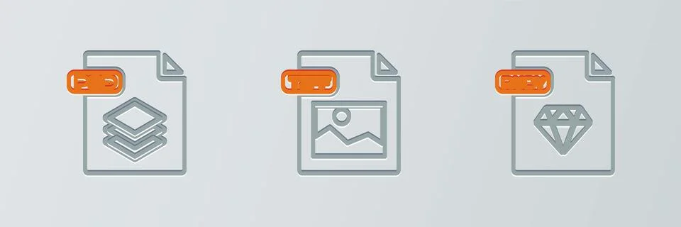 Set line RUBY file document, PSD and TIFF icon. Vector イラスト素材