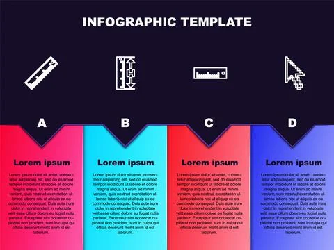 Set line Ruler, Measuring height and length, and Pixel arrow cursor. Business Illustrazione stock