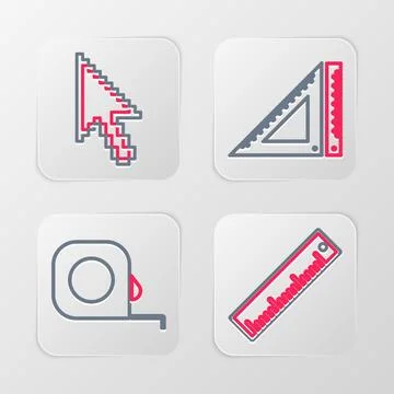 Set line Ruler, Roulette construction, Triangular ruler and Pixel arrow cur.. 스톡 일러스트