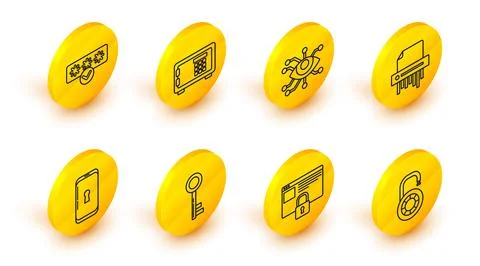 Set line Safe combination lock wheel, Secure your site with HTTPS, SSL, Key Illustration