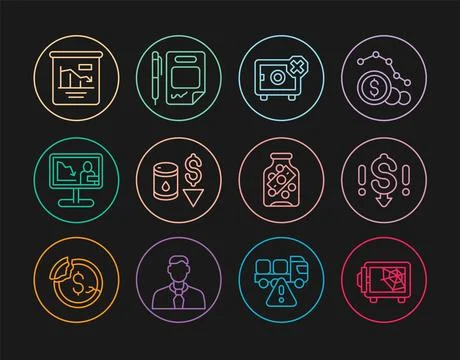 Set line Safe, Dollar rate decrease, Drop in crude oil price, Global econom.. Stockillustratie