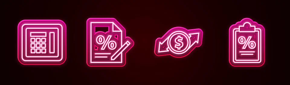 Set line Safe, Finance document, Financial growth and dollar and . Glowing neon Ilustración de archivo