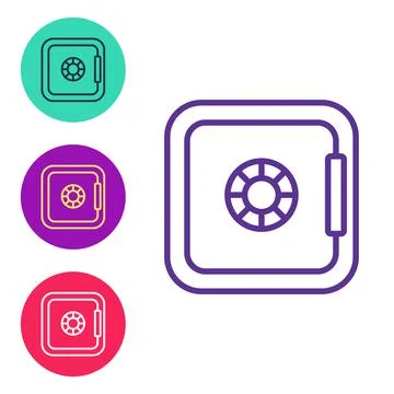 Set line Safe icon isolated on white background. The door safe a bank vault with Stock Illustration