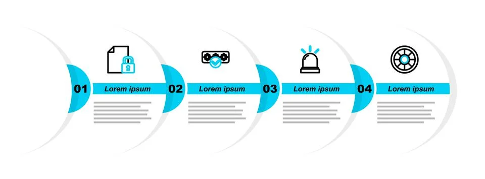 Set line Safe, Motion sensor, Password protection and Document and lock icon Illustrazione stock