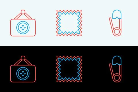 Set line Safety pin, Tailor shop and Leather icon. Vector Stock Illustration