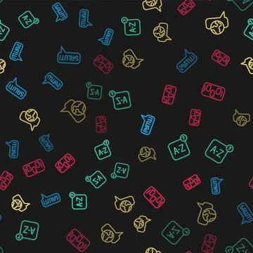 Set line Salut in different languages, Online translator, Learning foreign .. Stock Illustration