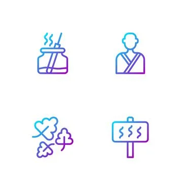 Set line Sauna, Oak leaf, Aroma diffuser and Man in the sauna. Gradient col.. Stockillustratie