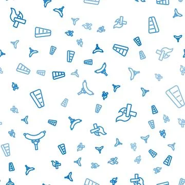 Set line Sausage on the fork, Campfire and Steak meat on seamless pattern Stock Illustration