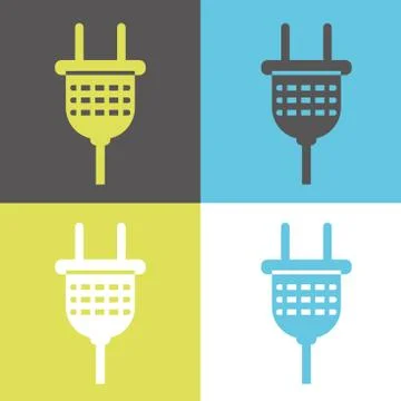 Set line saving plug icons isolated on color background. Vector Stock Illustration