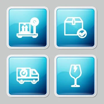 Set line Scale with cardboard box, Package check mark, Delivery truck and Stockillustratie