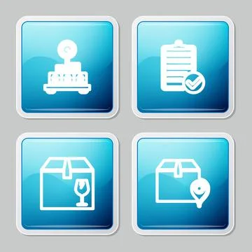 Set line Scale with cardboard box, Verification of delivery list, Delivery Stock Illustration