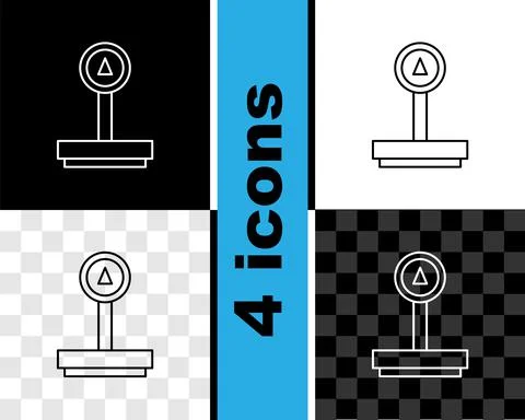 Set line Scale icon isolated on black and white, transparent background 스톡 일러스트