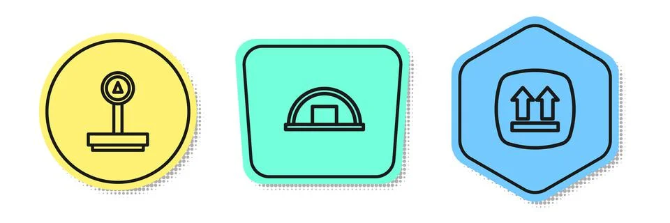 Set line Scale, Warehouse and This side up. Colored shapes. Vector Stock Illustration