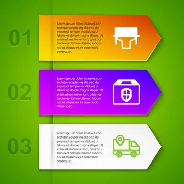 Set line Scanner scanning bar code, Delivery box security shield, tracking and Stock Illustration