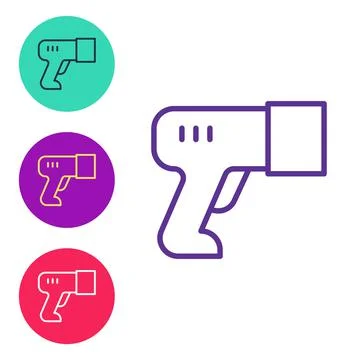 Set line Scanner scanning bar code icon isolated on white background. Barcode Stock-Illustration