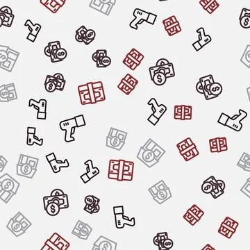 Set line Scanner scanning bar code, Stacks paper money cash, Market store and on Stock-Illustration