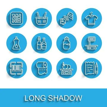 Set line Scanner scanning bar code, Toilet paper roll, QR, Electronic scales for 스톡 일러스트