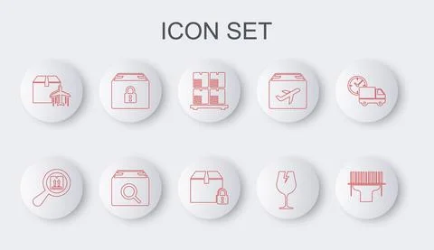 Set line Scanner scanning bar code, Search package, Cardboard boxes on pallet Stock Illustration
