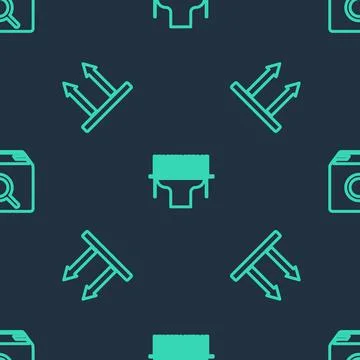 Set line Scanner scanning bar code, This side up and Search package on seamle Stock Illustration