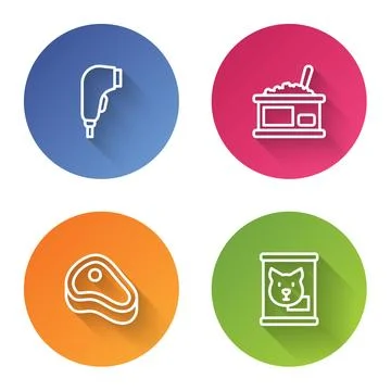 Set line Scanner scanning bar code, Tin with caviar, Steak meat and Canned .. Stock-Illustration