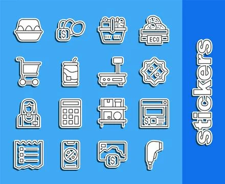 Set line Scanner scanning bar code, Online ordering and delivery, Discount .. イラスト素材