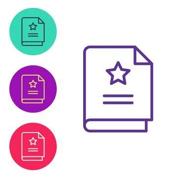 Set line Scenario icon isolated on white background. Script reading concept f Stock Illustration