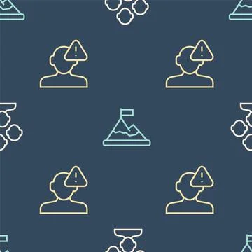 Set line Schizophrenia, Finding problem in psychology and Mountains with fl.. Illustrazione stock