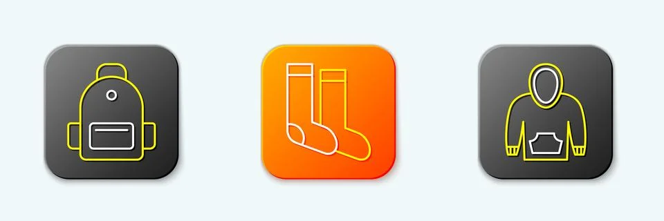 Set line School backpack, Socks and Hoodie icon. Vector イラスト素材