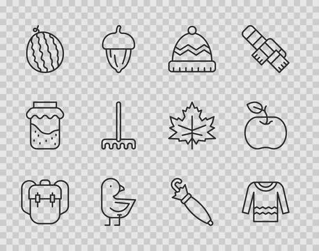 Set line School backpack, Sweater, Winter hat, Little chick, Watermelon, Garden Stockillustratie