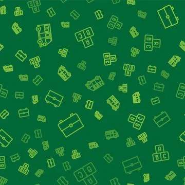 Set line School Bus, backpack and ABC blocks on seamless pattern. Vector 库存插图