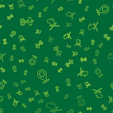 Set line Scissors, Leather and Knitting needles on seamless pattern. Vector Illustrazione stock