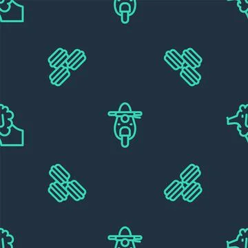 Set line Scooter, Macaron cookie and Poodle dog on seamless pattern. Vector 스톡 일러스트