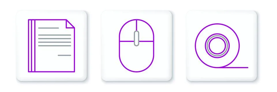 Set line Scotch, File document and Computer mouse icon. Vector Stock Illustration
