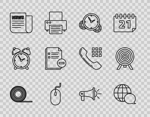 Set line Scotch, World map made from speech bubble, Time Management, Computer 스톡 일러스트