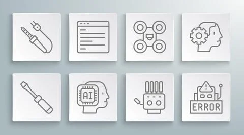 Set line Screwdriver, Computer api interface, Humanoid robot, Mechanical hand イラスト素材